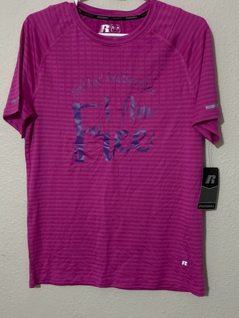Russell Athletic Women’s  Fuchsia Short-Sleeve Swim Shirt - I Am Free